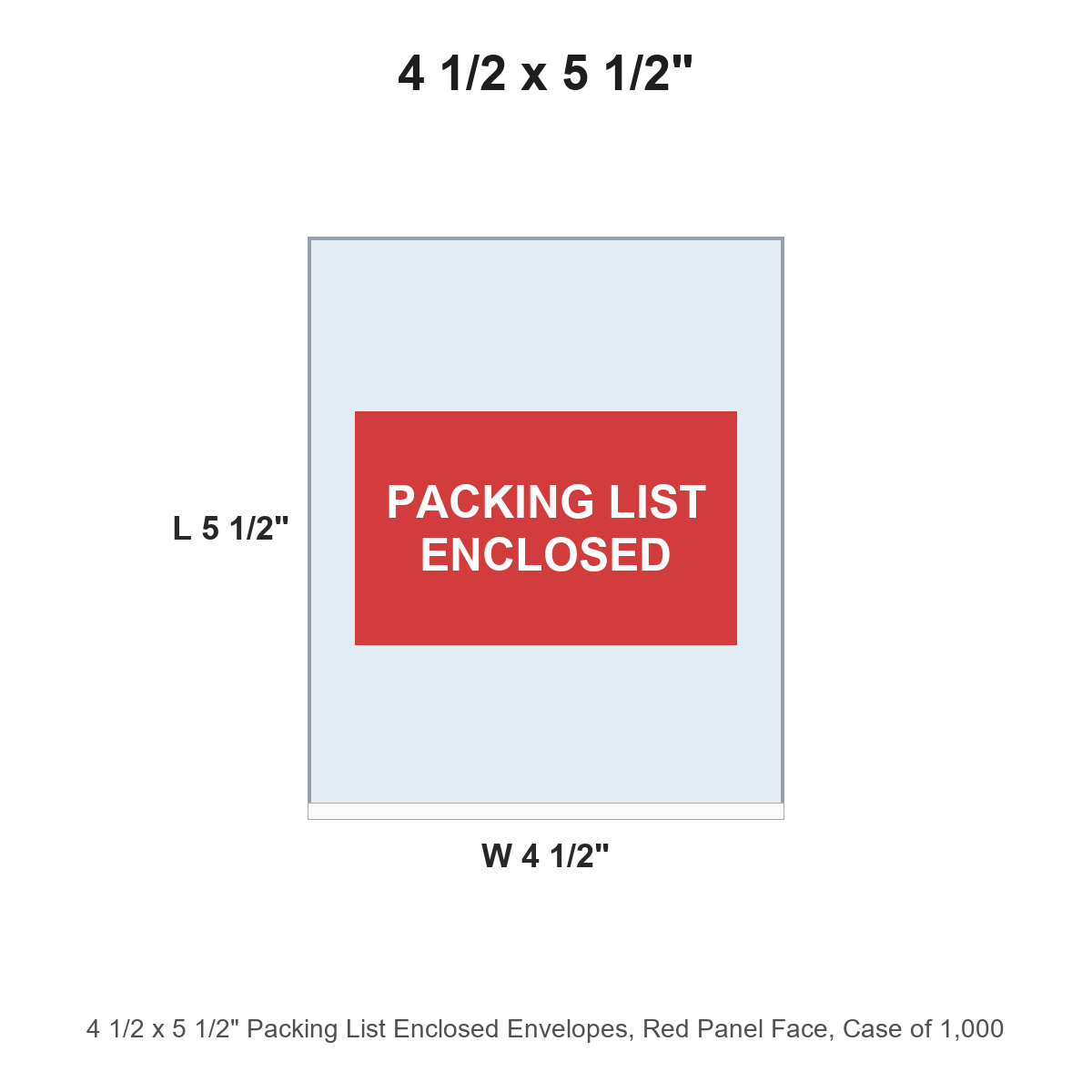 4 1/2 x 5 1/2" Packing List Enclosed Envelopes, Red Panel Face