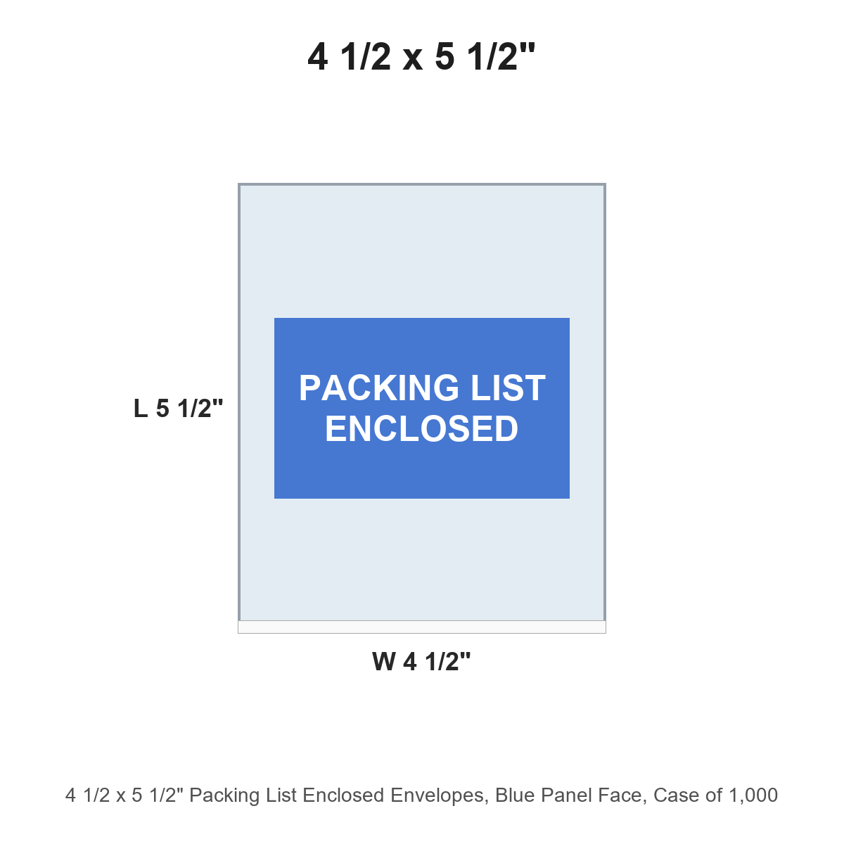 4 1/2 x 5 1/2" Packing List Enclosed Envelopes, Blue Panel Face