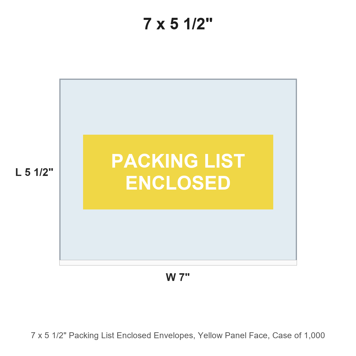 7 x 5 1/2" Packing List Enclosed Envelopes, Yellow Panel Face
