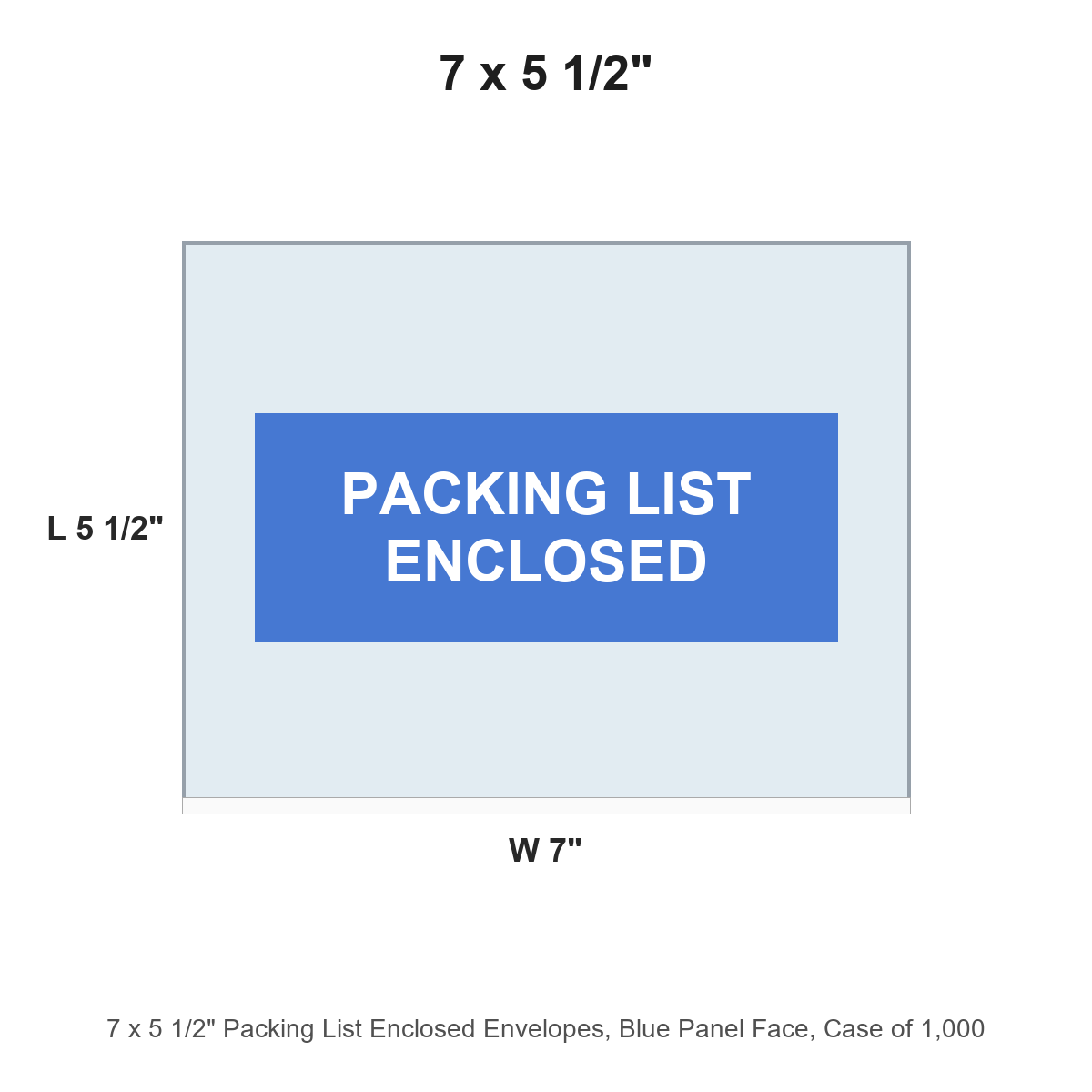 7 x 5 1/2" Packing List Enclosed Envelopes, Blue Panel Face