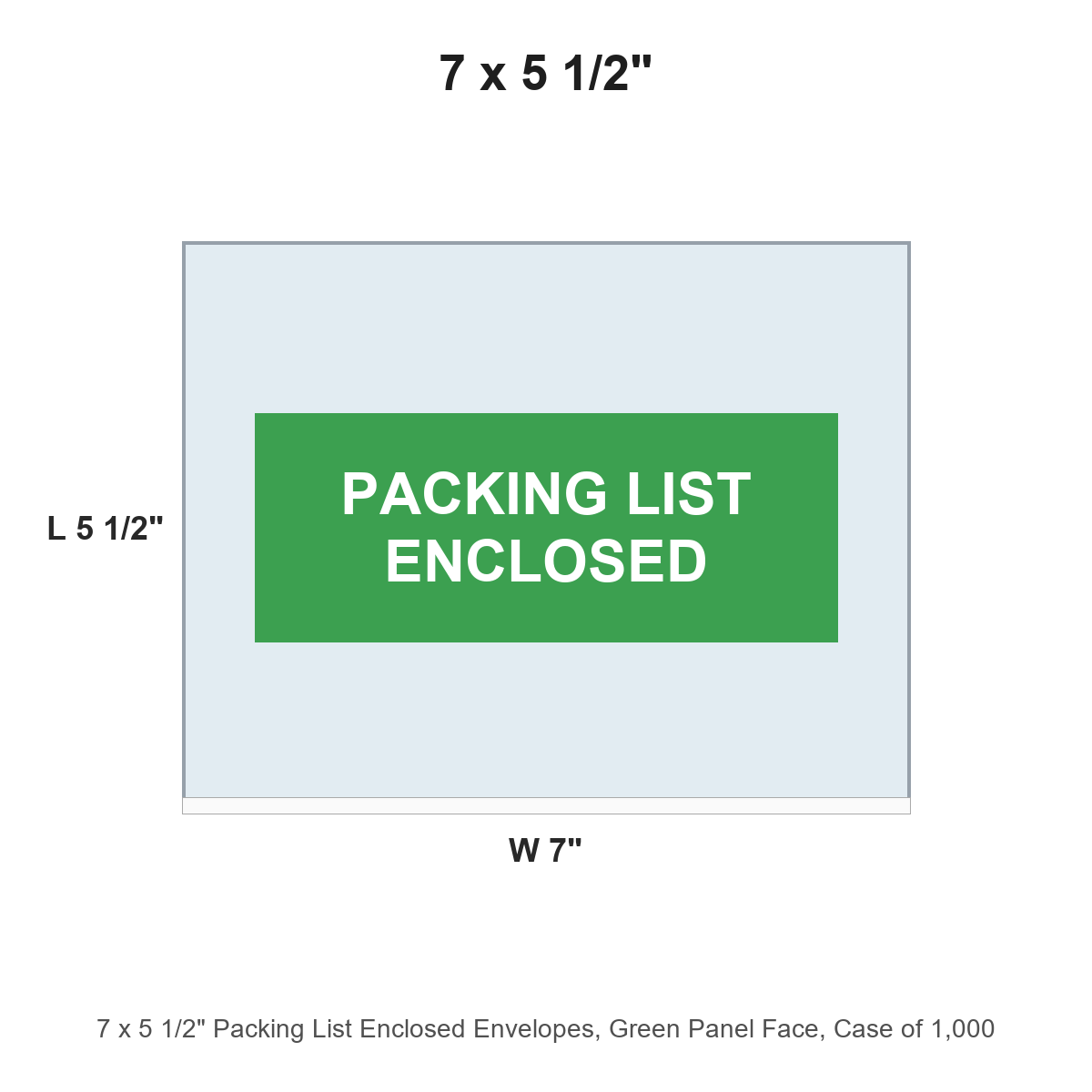 7 x 5 1/2" Packing List Enclosed Envelopes, Green Panel Face