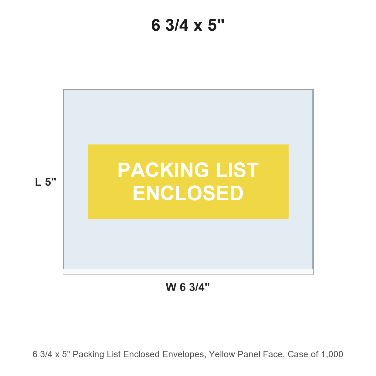 6 3/4 x 5" Packing List Enclosed Envelopes, Yellow Panel Face