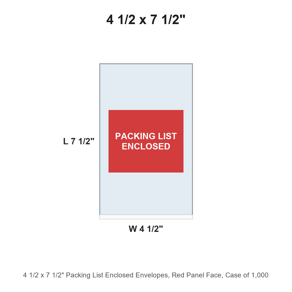 4 1/2 x 7 1/2" Packing List Enclosed Envelopes, Red Panel Face