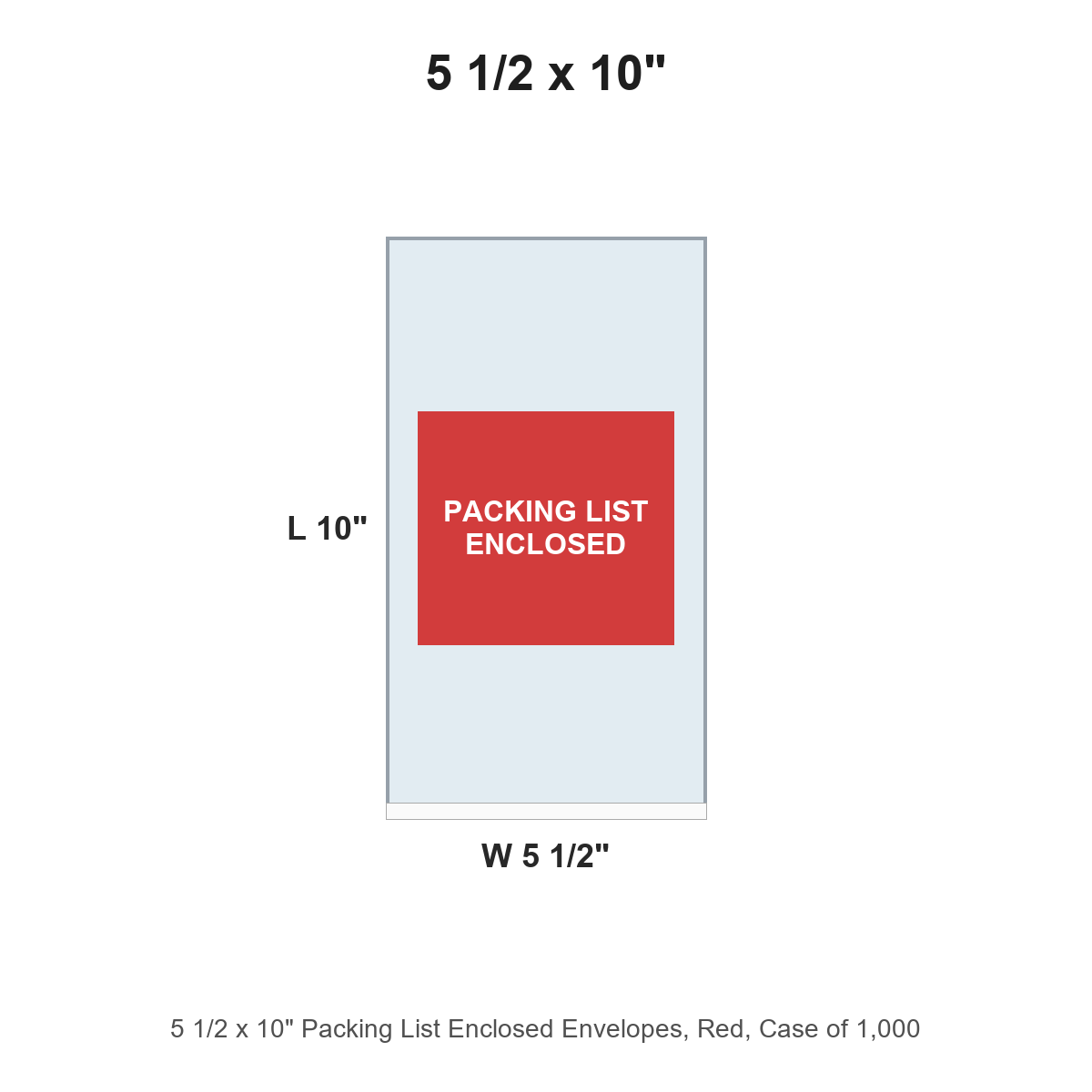 5 1/2 x 10" Packing List Enclosed Envelopes, Red