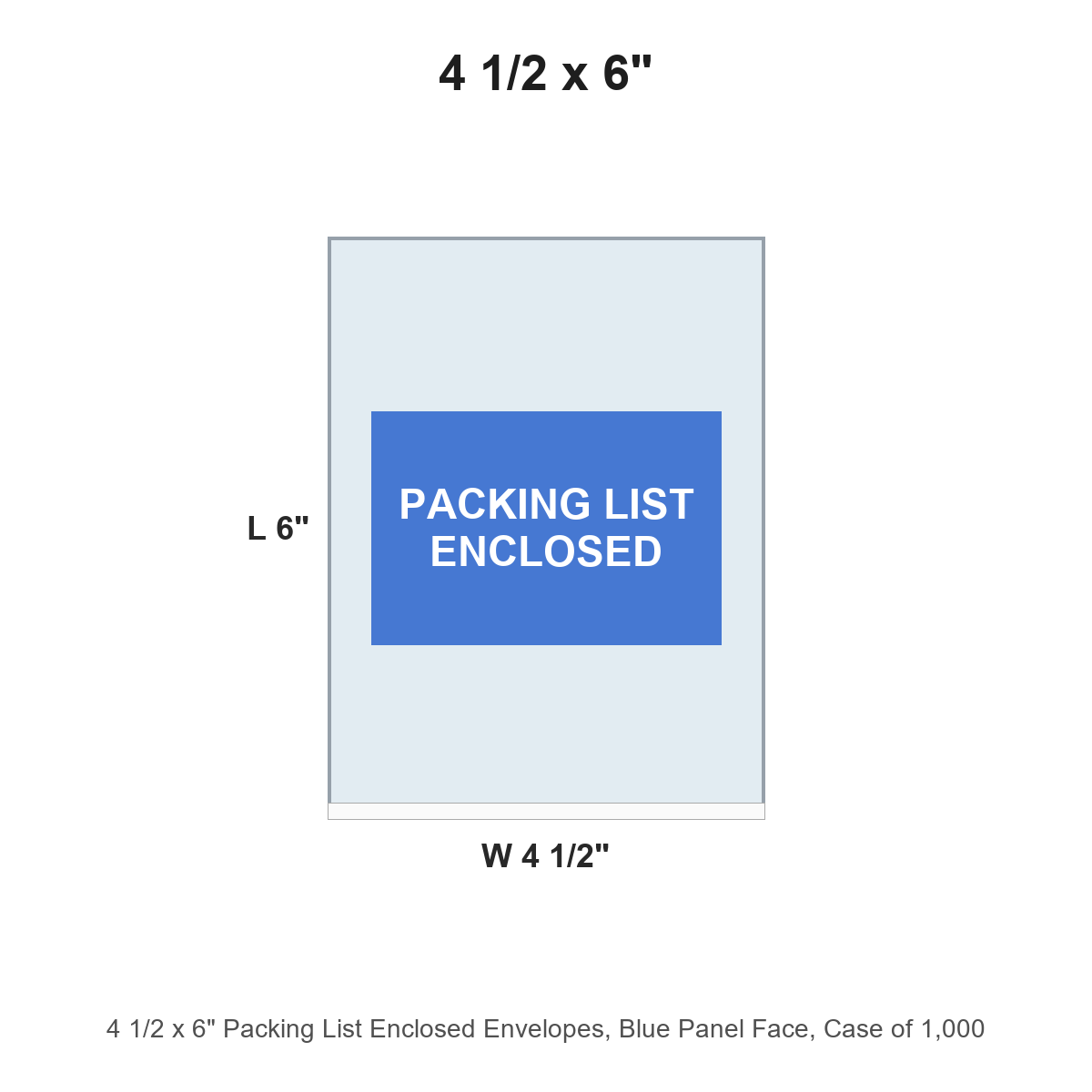 4 1/2 x 6" Packing List Enclosed Envelopes, Blue Panel Face