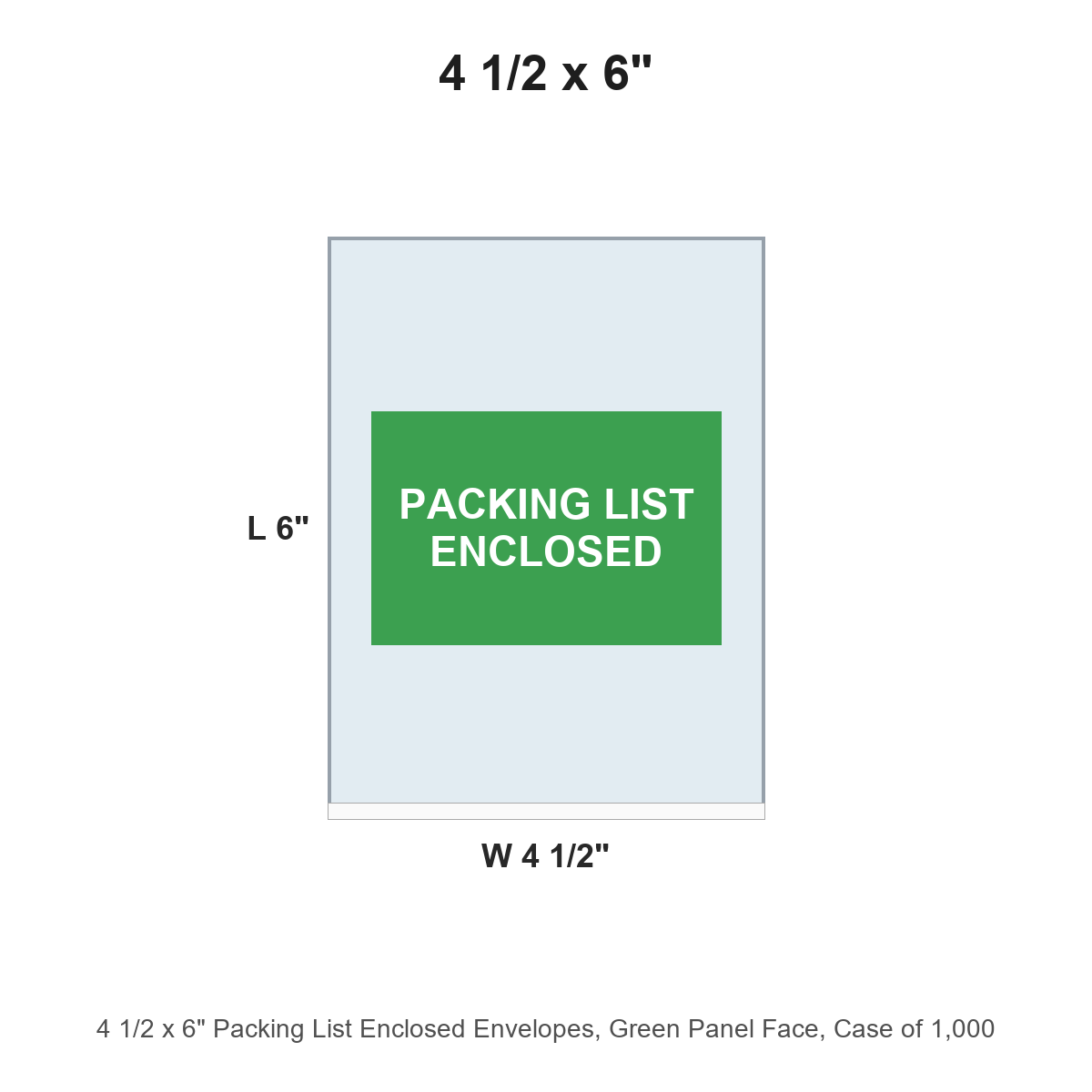 4 1/2 x 6" Packing List Enclosed Envelopes, Green Panel Face