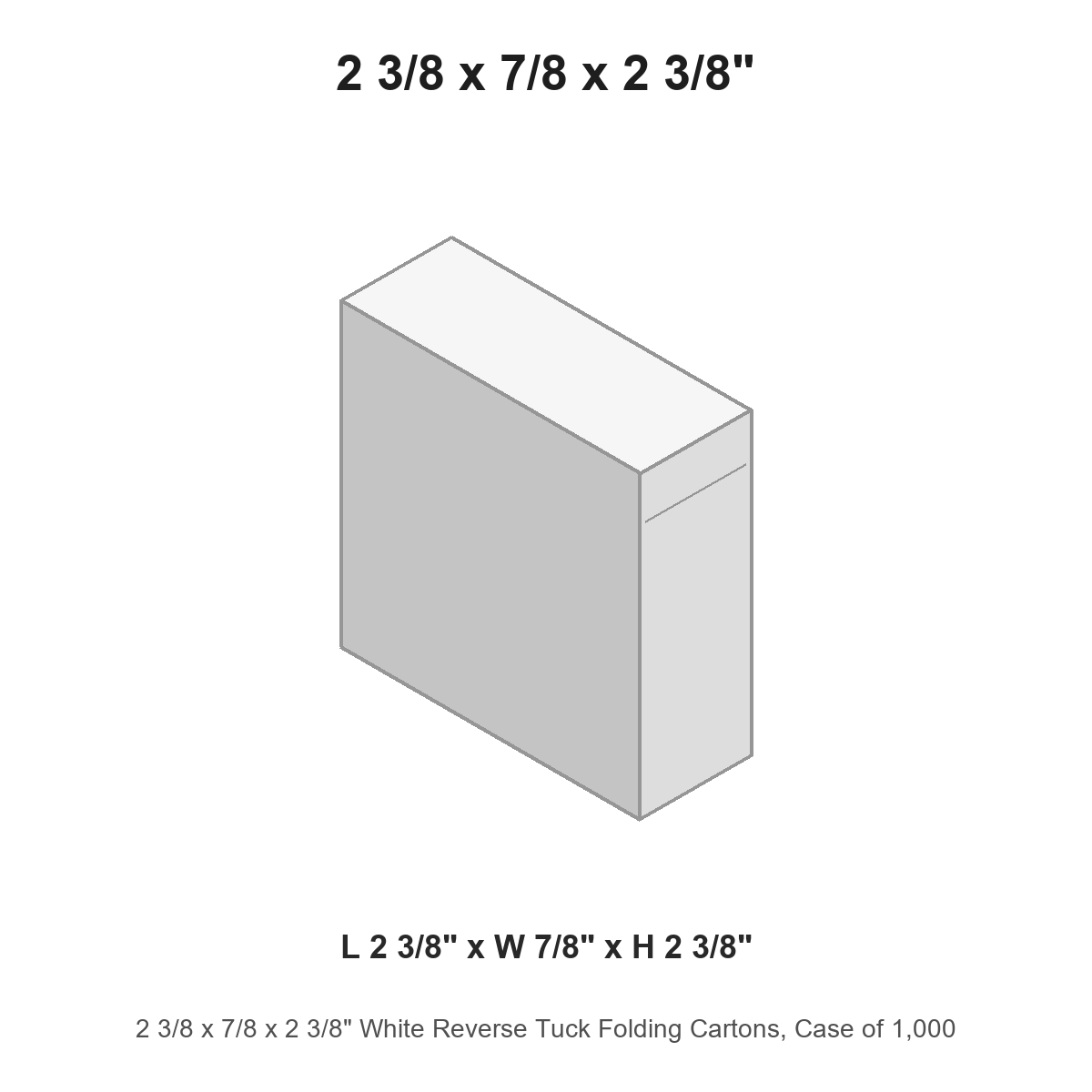 2 3/8 x 7/8 x 2 3/8" White Reverse Tuck Folding Cartons, Case of 1,000