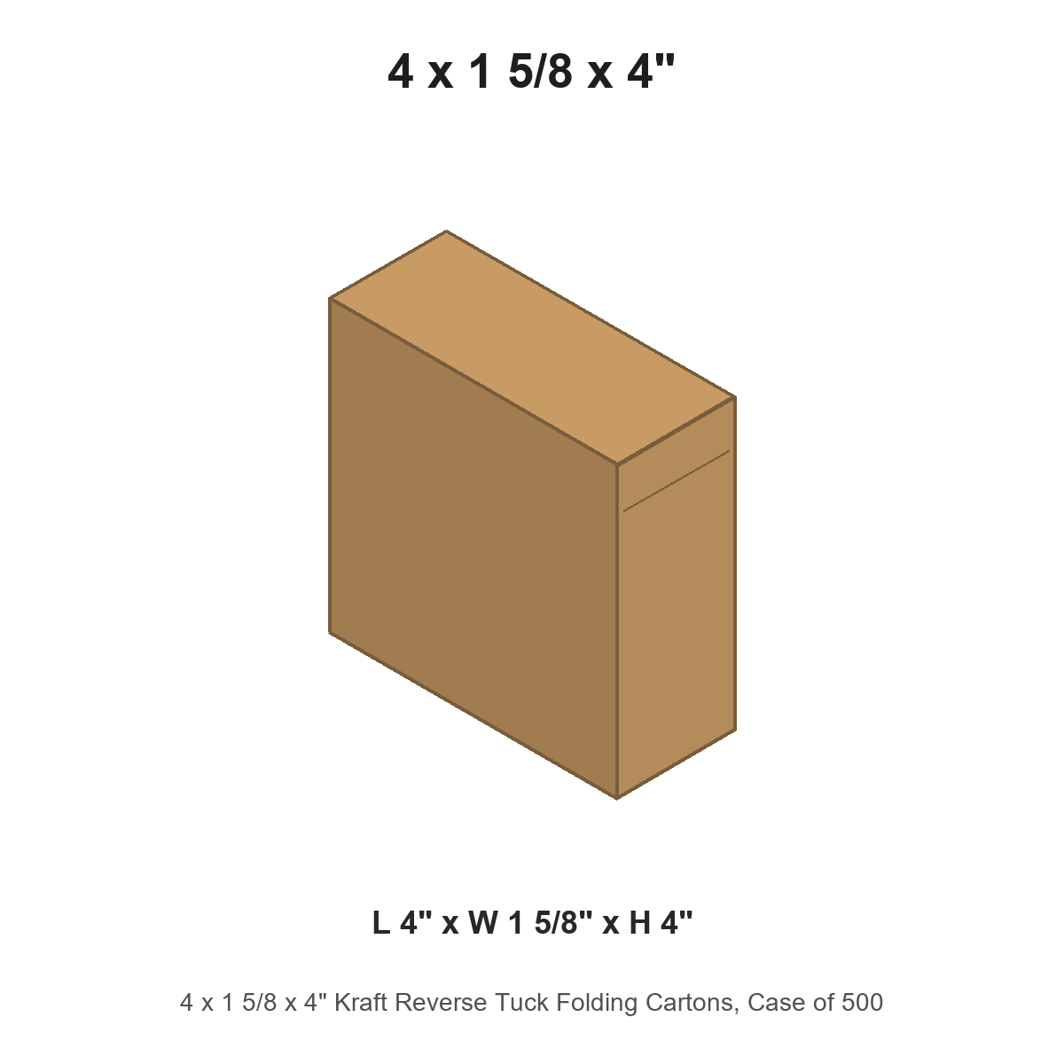 4 x 1 5/8 x 4" Kraft Reverse Tuck Folding Cartons, Case of 500