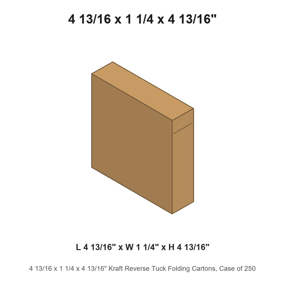 4 13/16 x 1 1/4 x 4 13/16" Kraft Reverse Tuck Folding Cartons, Case of 250