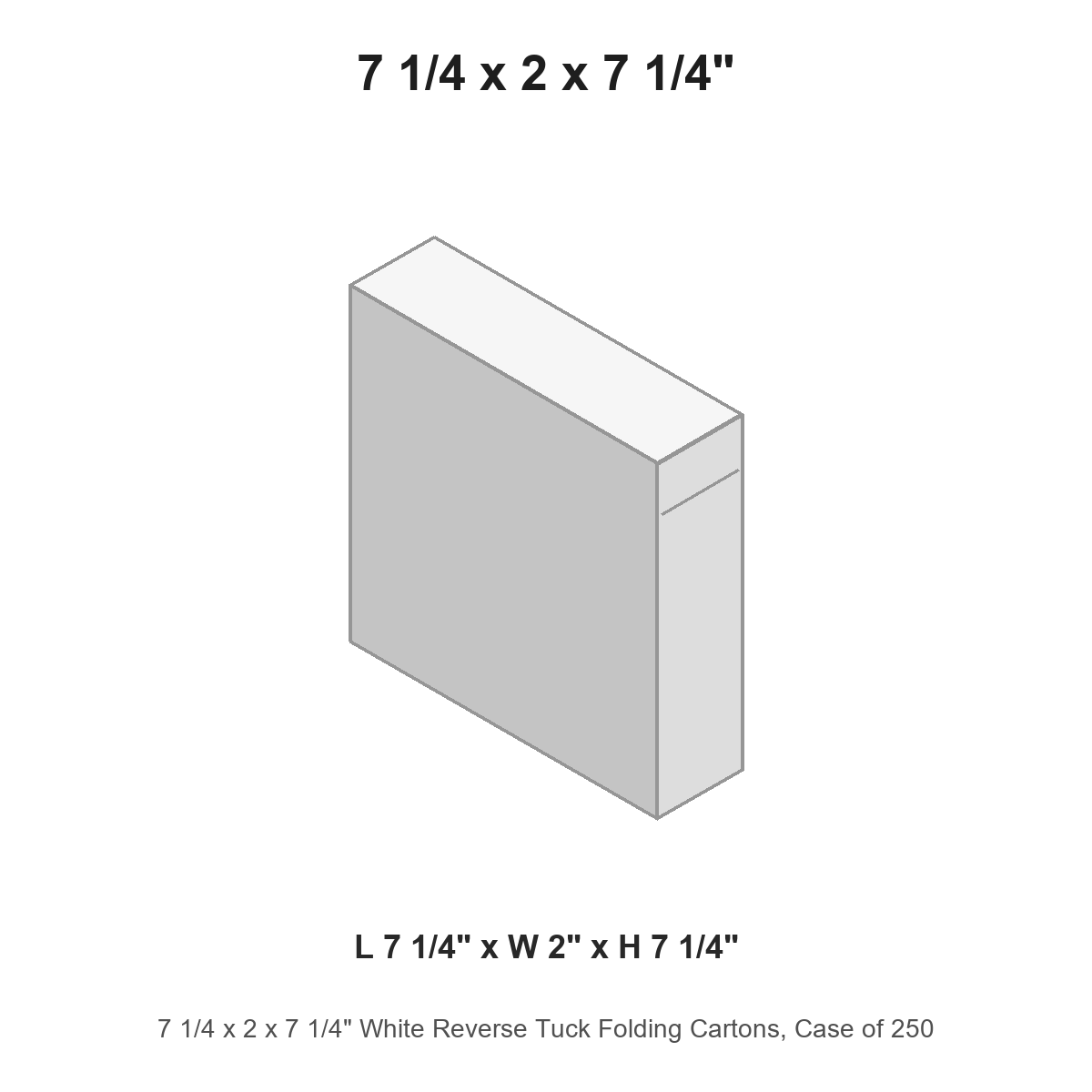 7 1/4 x 2 x 7 1/4" White Reverse Tuck Folding Cartons, Case of 250