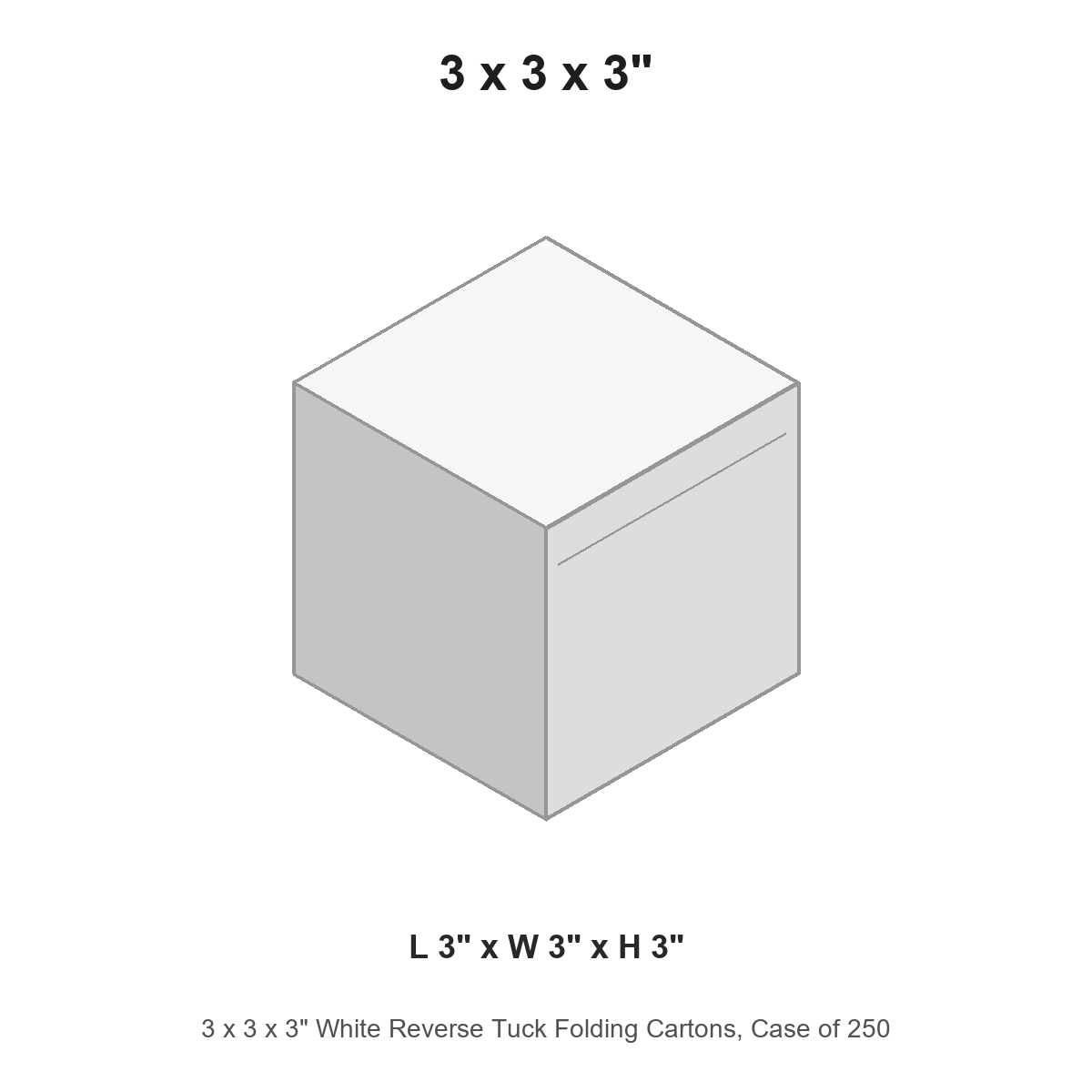 3 x 3 x 3" White Reverse Tuck Folding Cartons, Case of 250
