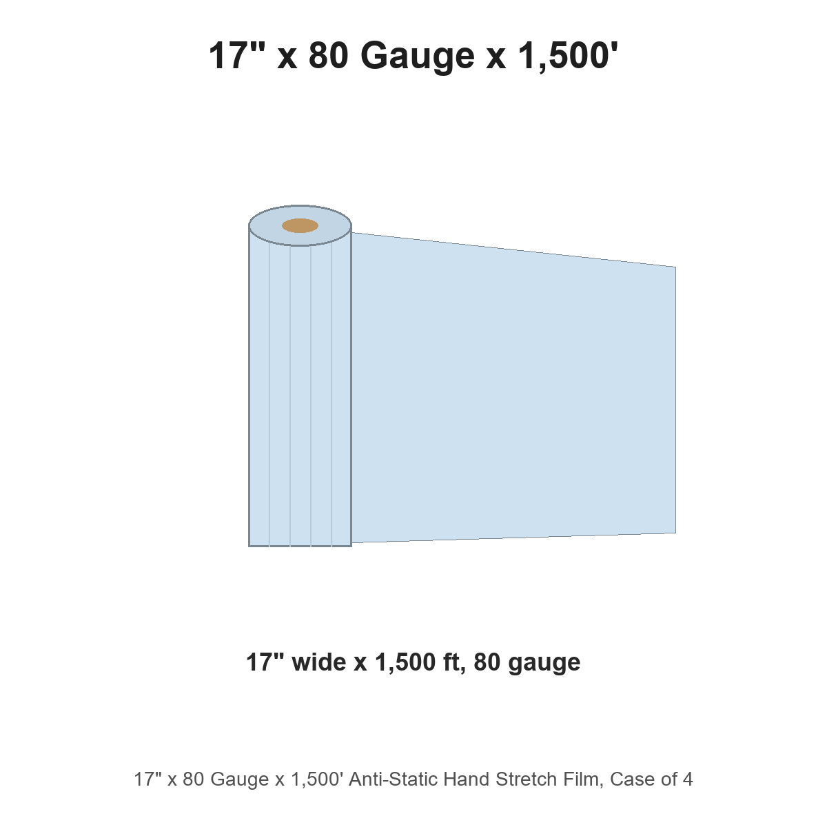 17" x 80 Gauge x 1,500' Anti-Static Hand Stretch Film