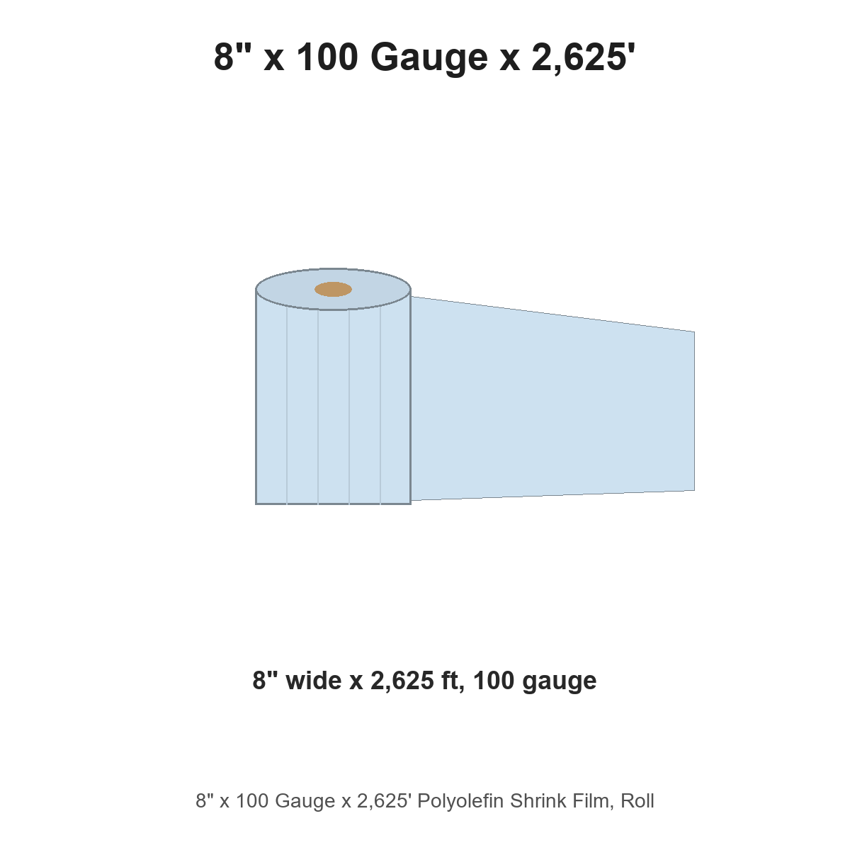 8" x 100 Gauge x 2,625' Polyolefin Shrink Film