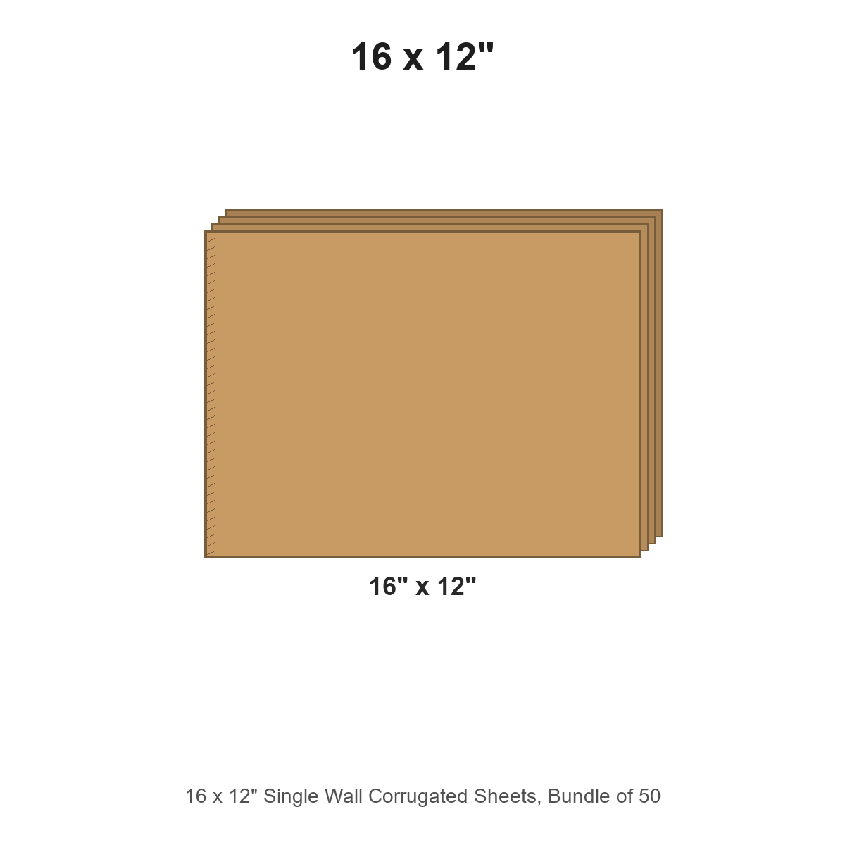 16 x 12" Single Wall Corrugated Sheets, Bundle of 50