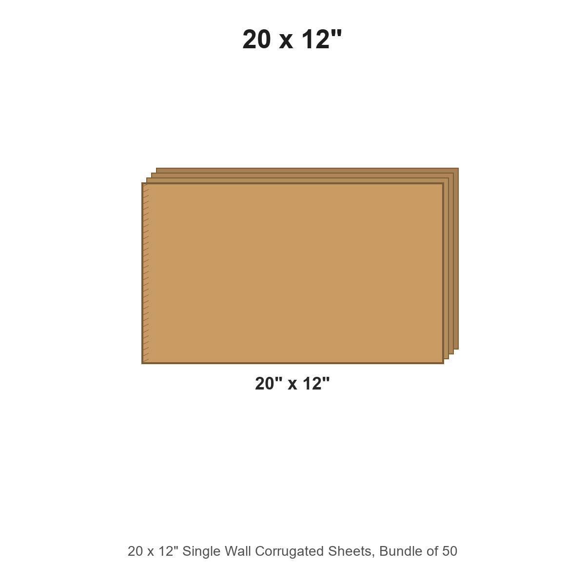 20 x 12" Single Wall Corrugated Sheets, Bundle of 50