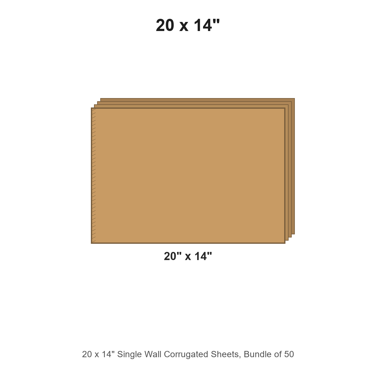 20 x 14" Single Wall Corrugated Sheets, Bundle of 50