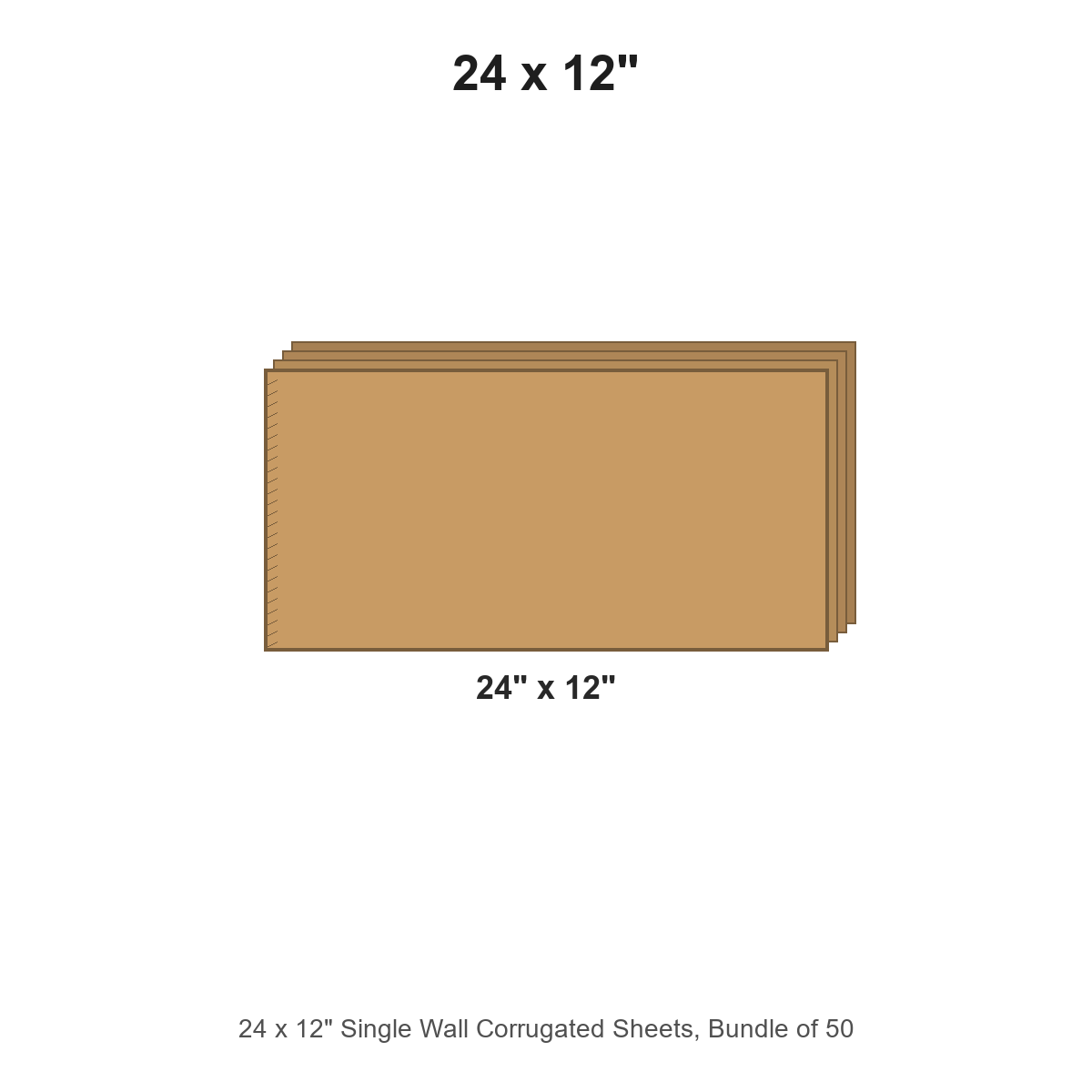 24 x 12" Single Wall Corrugated Sheets, Bundle of 50