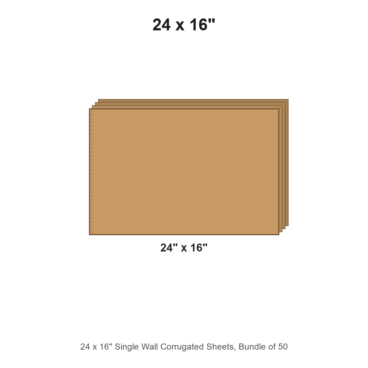 24 x 16" Single Wall Corrugated Sheets, Bundle of 50