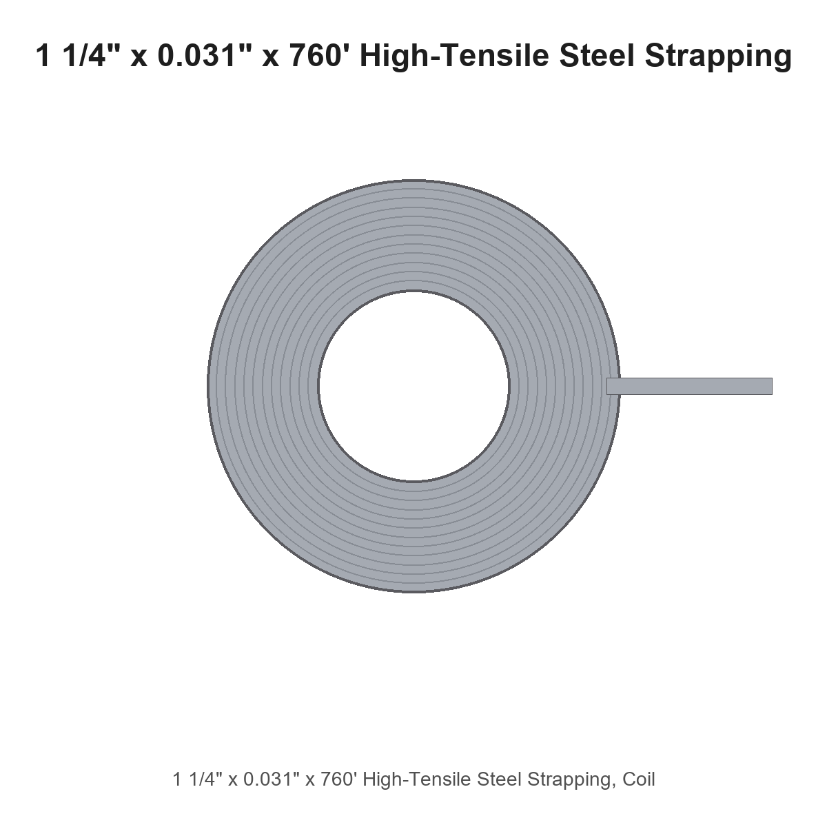 1 1/4" x 0.031" x 760' High-Tensile Steel Strapping, Coil