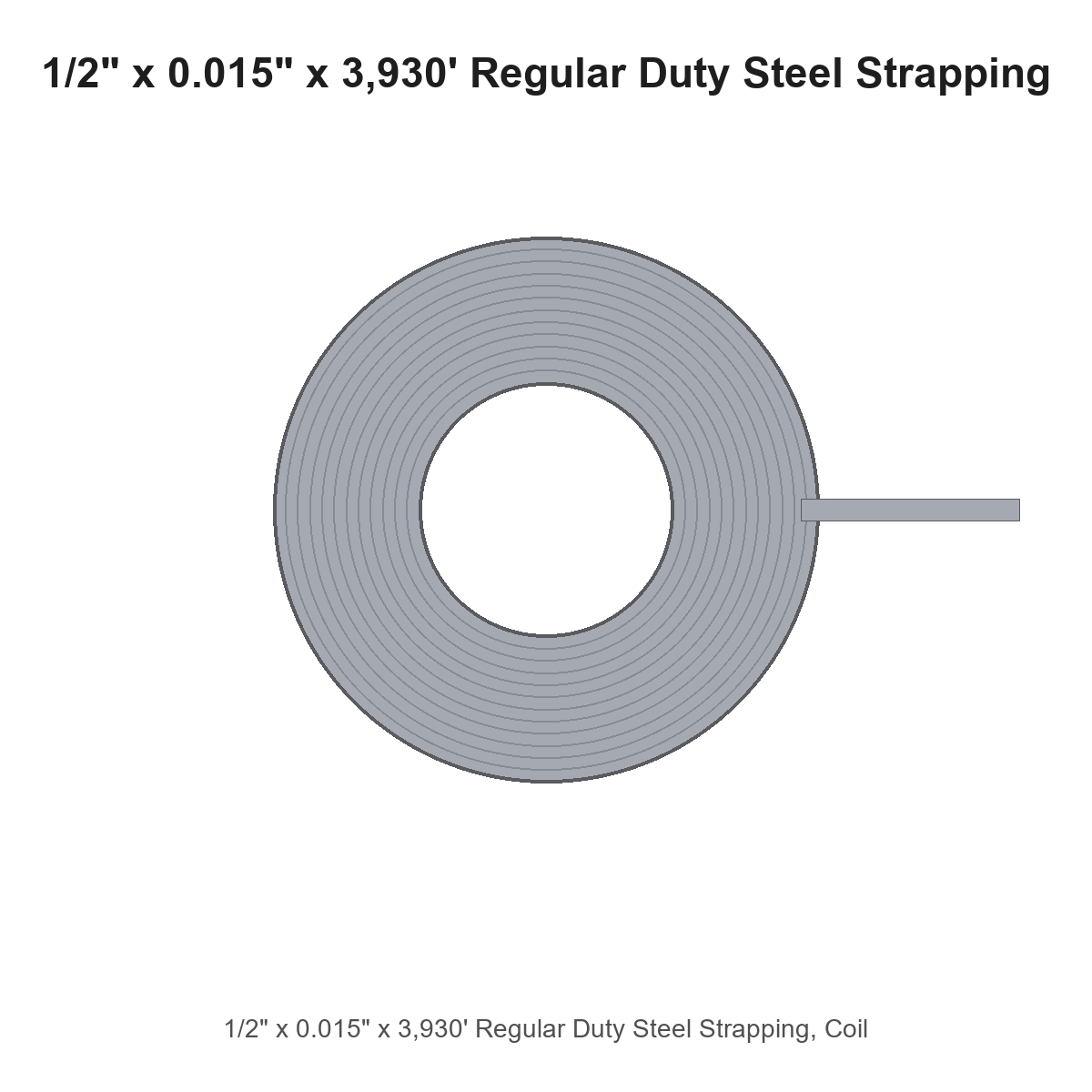 1/2" x 0.015" x 3,930' Regular Duty Steel Strapping, Coil