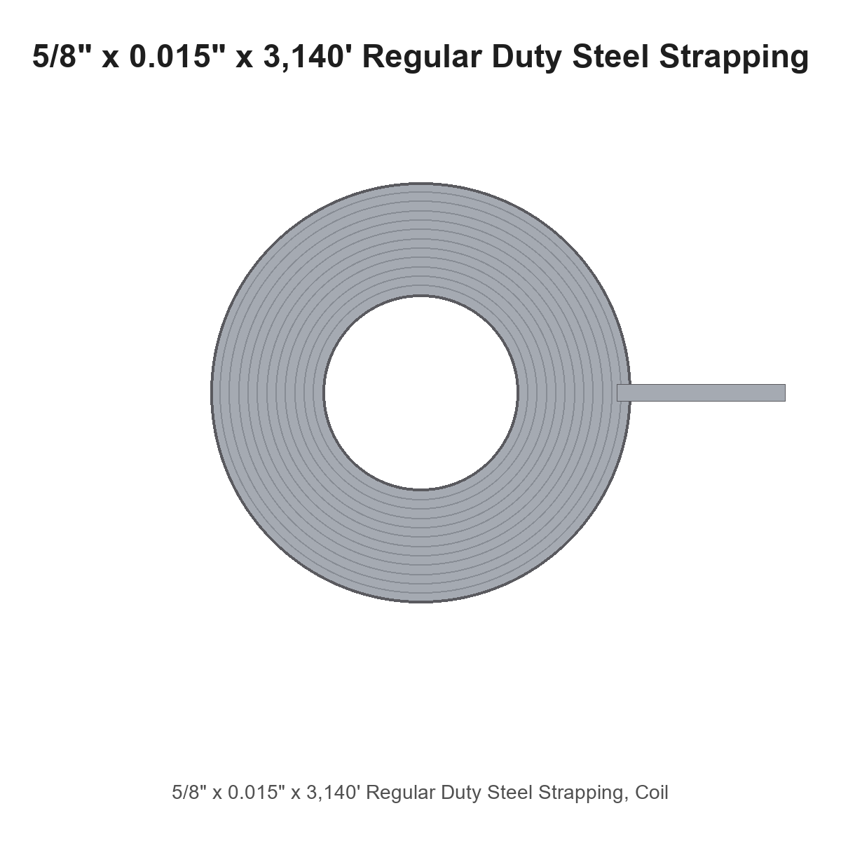 5/8" x 0.015" x 3,140' Regular Duty Steel Strapping, Coil