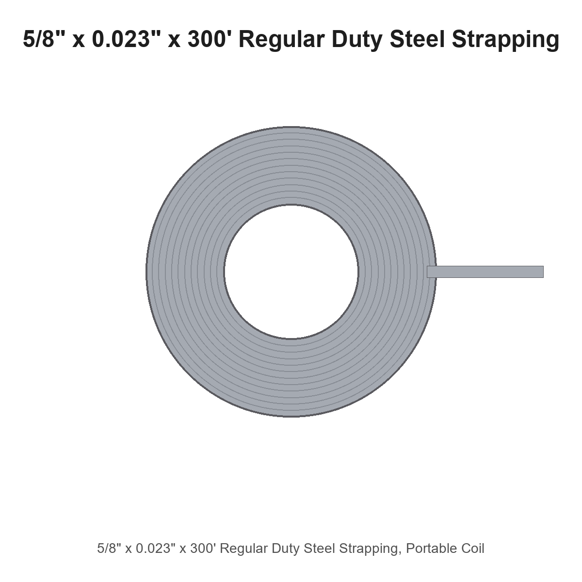 5/8" x 0.023" x 300' Regular Duty Steel Strapping, Portable Coil