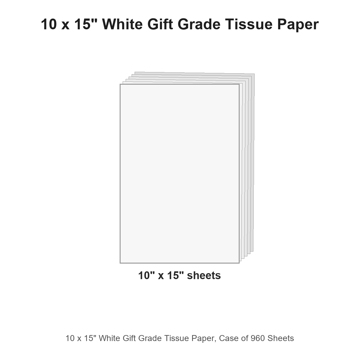 10 x 15" White Gift Grade Tissue Paper, Case of 960 Sheets