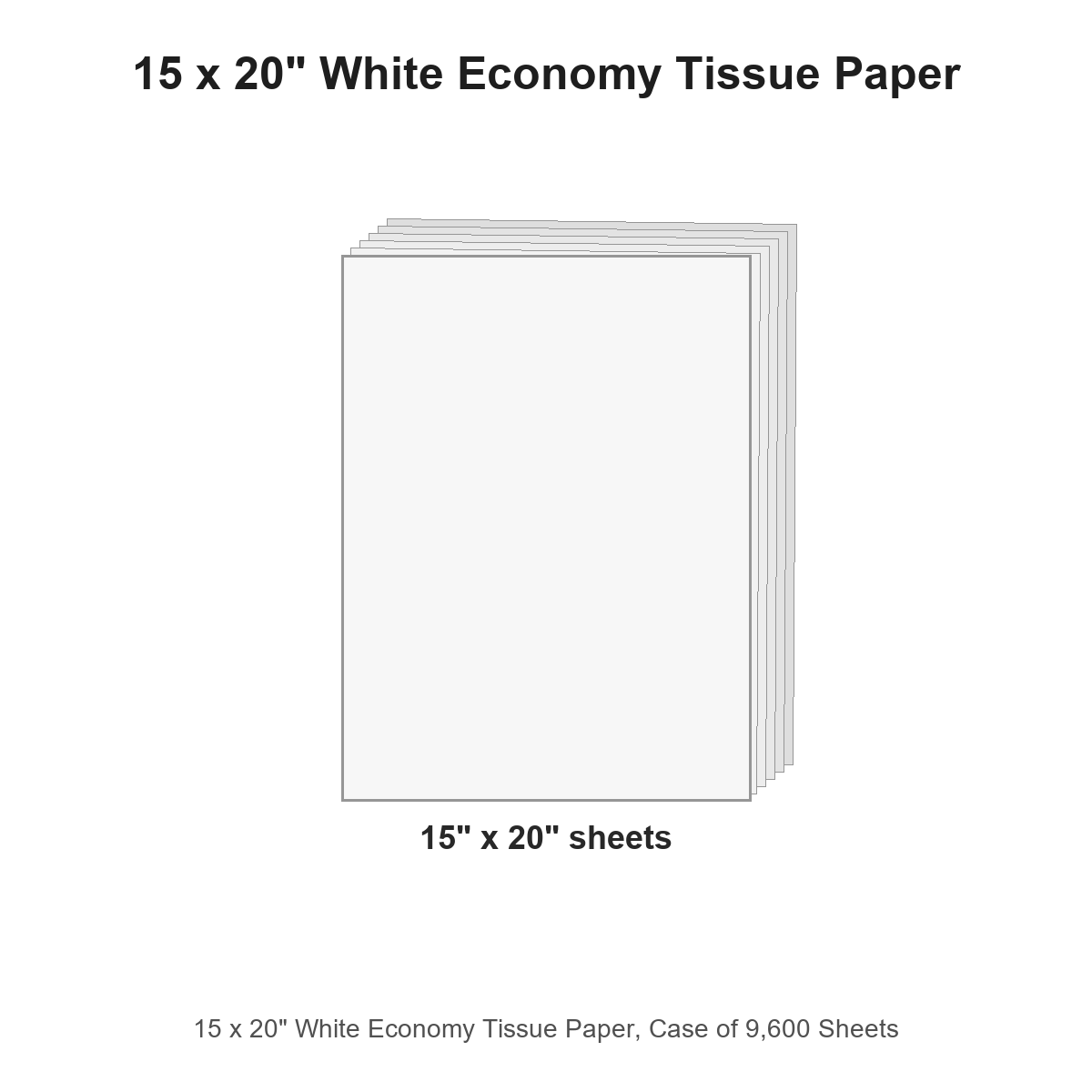 15 x 20" White Economy Tissue Paper, Case of 9,600 Sheets