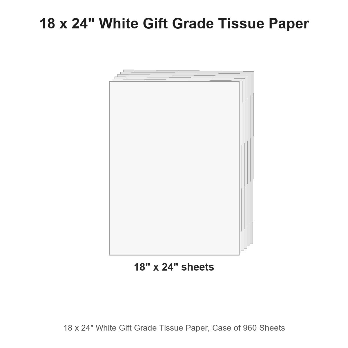 18 x 24" White Gift Grade Tissue Paper, Case of 960 Sheets