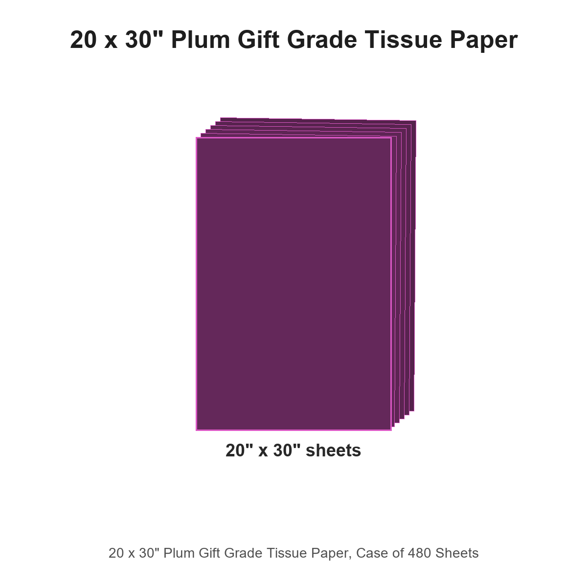 20 x 30" Plum Gift Grade Tissue Paper, Case of 480 Sheets