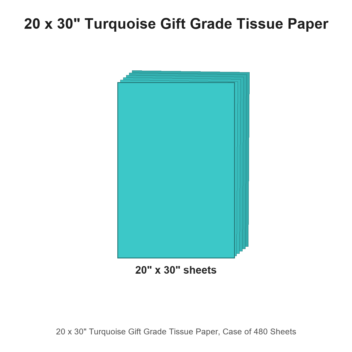 20 x 30" Turquoise Gift Grade Tissue Paper, Case of 480 Sheets