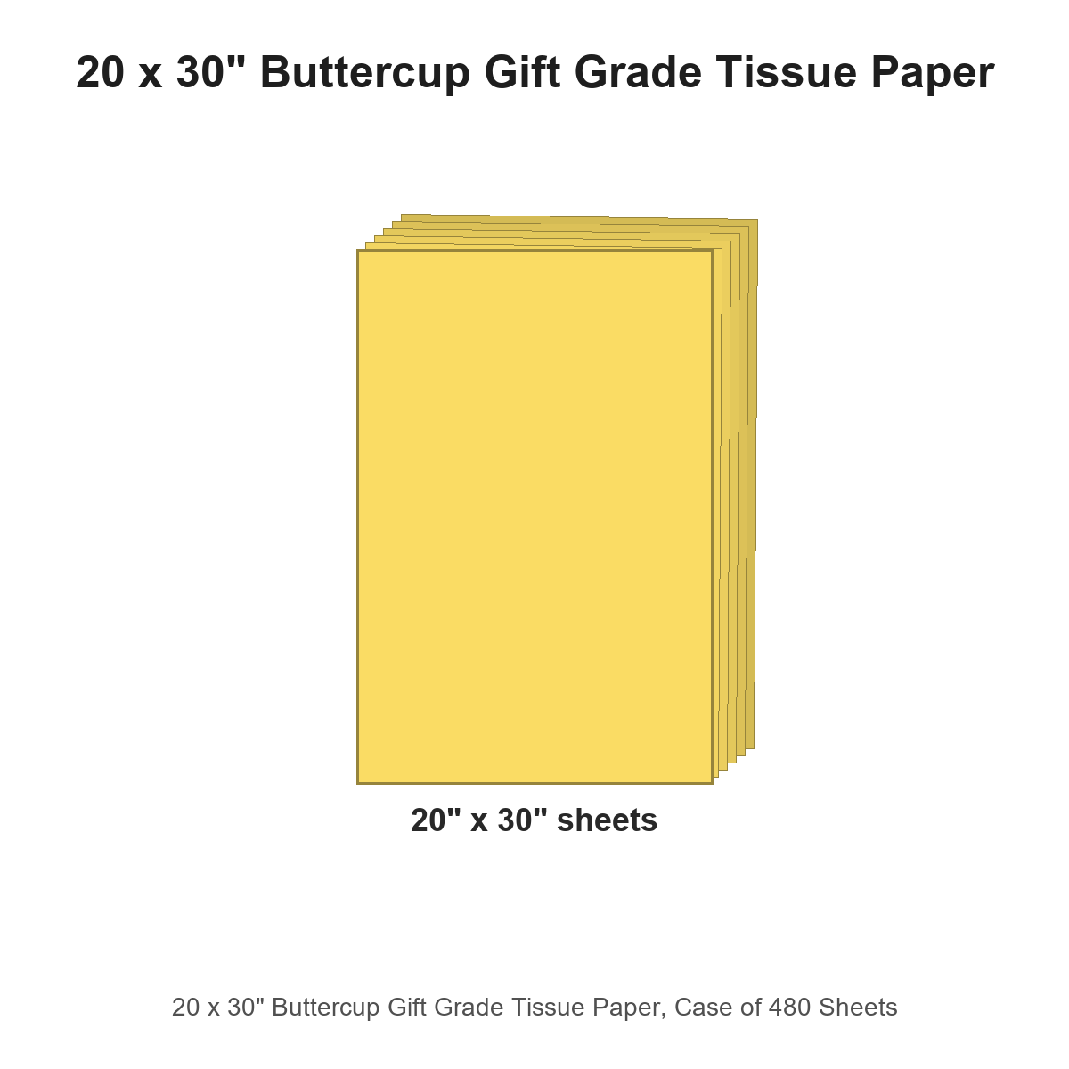 20 x 30" Buttercup Gift Grade Tissue Paper, Case of 480 Sheets