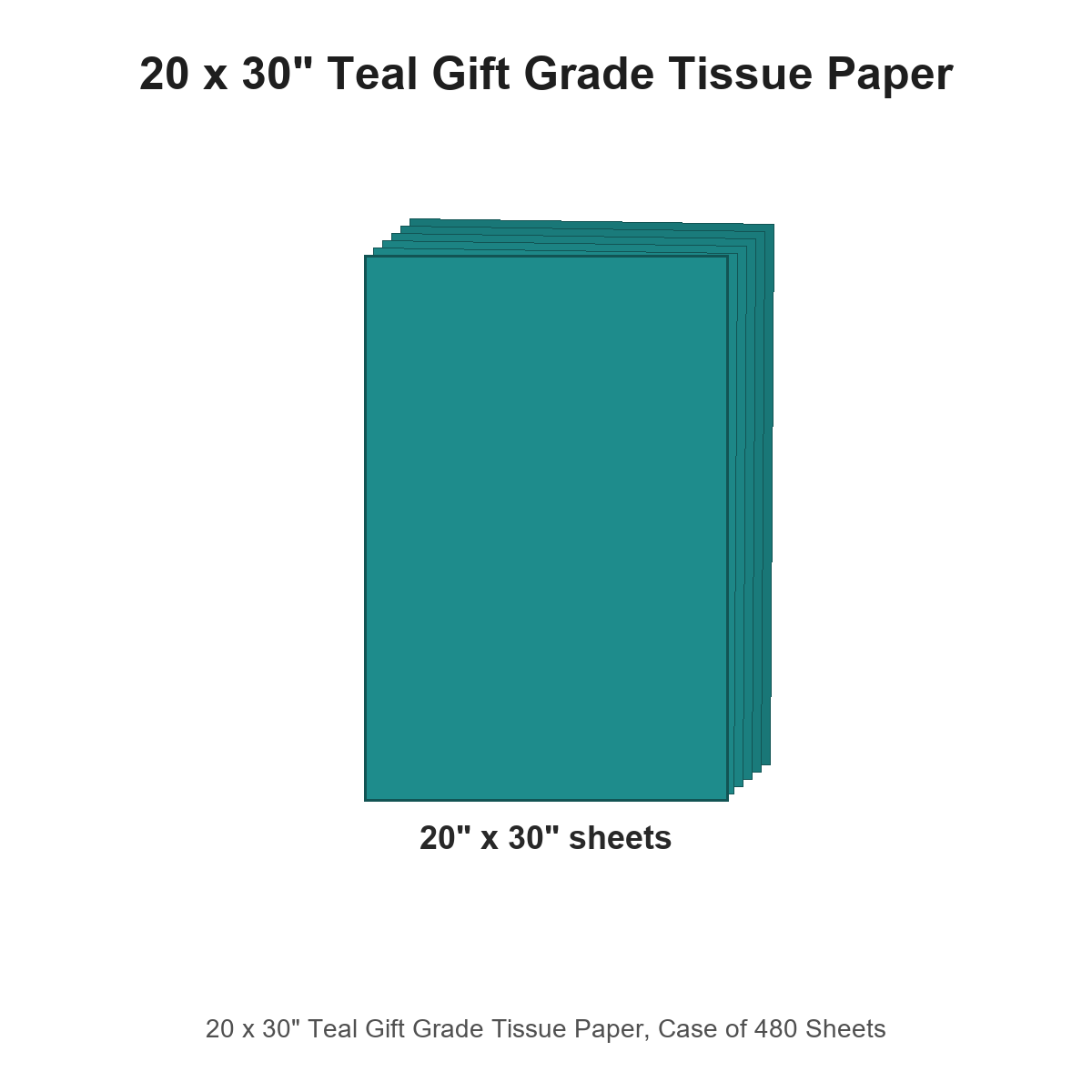 20 x 30" Teal Gift Grade Tissue Paper, Case of 480 Sheets