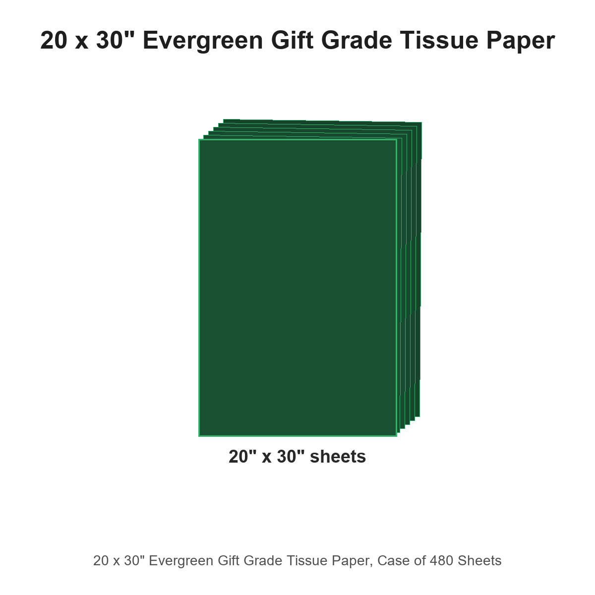 20 x 30" Evergreen Gift Grade Tissue Paper, Case of 480 Sheets