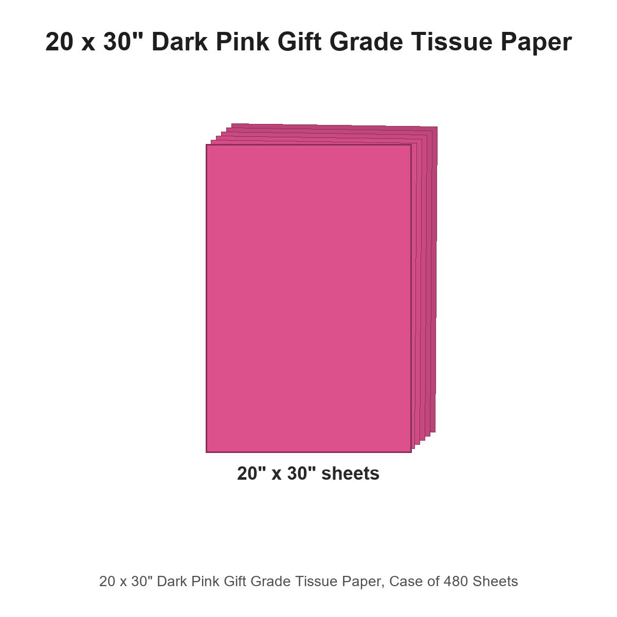 20 x 30" Dark Pink Gift Grade Tissue Paper, Case of 480 Sheets