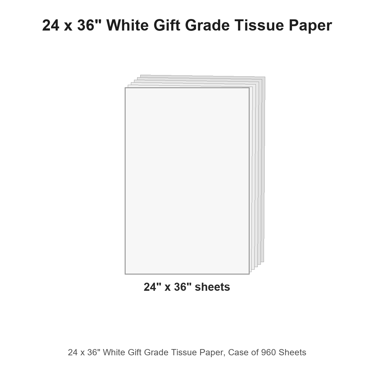 24 x 36" White Gift Grade Tissue Paper, Case of 960 Sheets