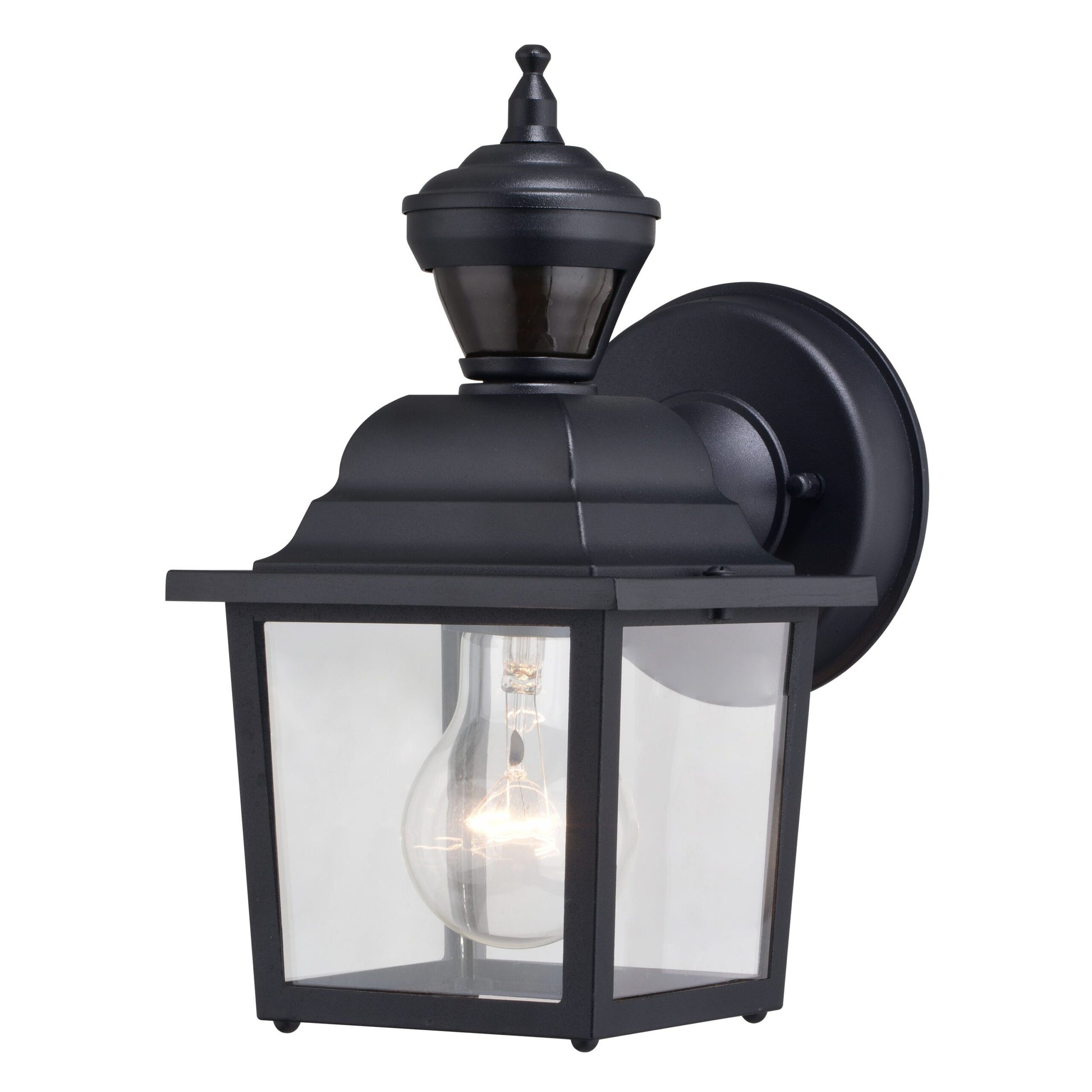 Dualux Motion-Sensing Hardwired LED Black Porch Light