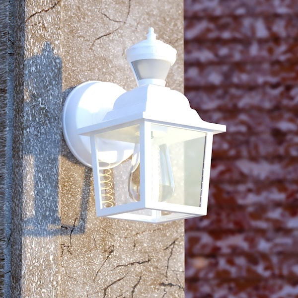 Vaxcel Bedford Aluminum White Motion Sensor Outdoor Wall Lantern Mfr T0733