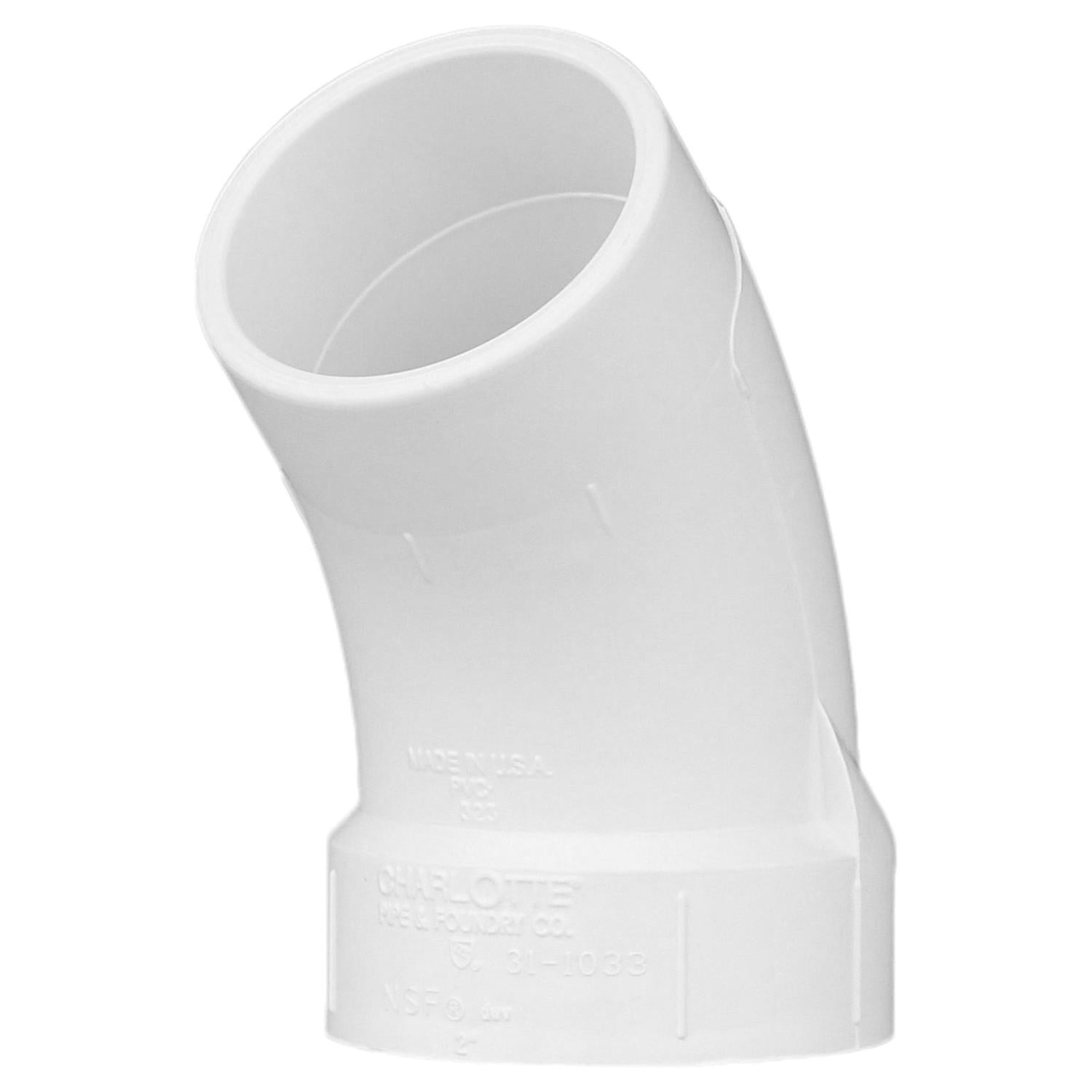 Charlotte Pipe Schedule 40 2 in. Hub X 2 in. D Spigot PVC 45 Degree Street Elbow 1 pk