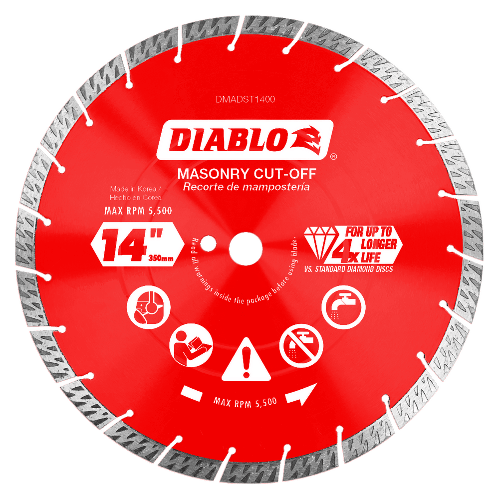 Diablo 14 in. D X 1 in. X .126 in. thick Diamond Turbo Rim Masonry Cut-Off Disc