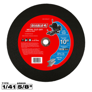 Diablo 10 in. D X 5/8 in. X 3/32 in. thick Aluminum Oxide Metal Cut-Off Disc DBD100093L01F 1 pk