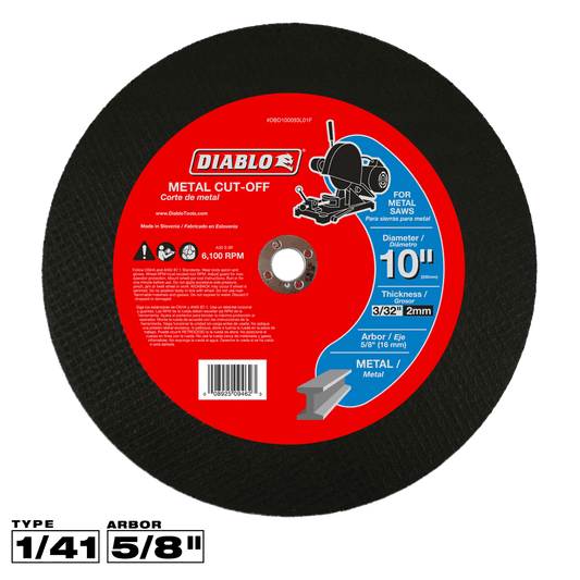 Diablo 10 in. D X 5/8 in. X 3/32 in. thick Aluminum Oxide Metal Cut-Off Disc 1 pk