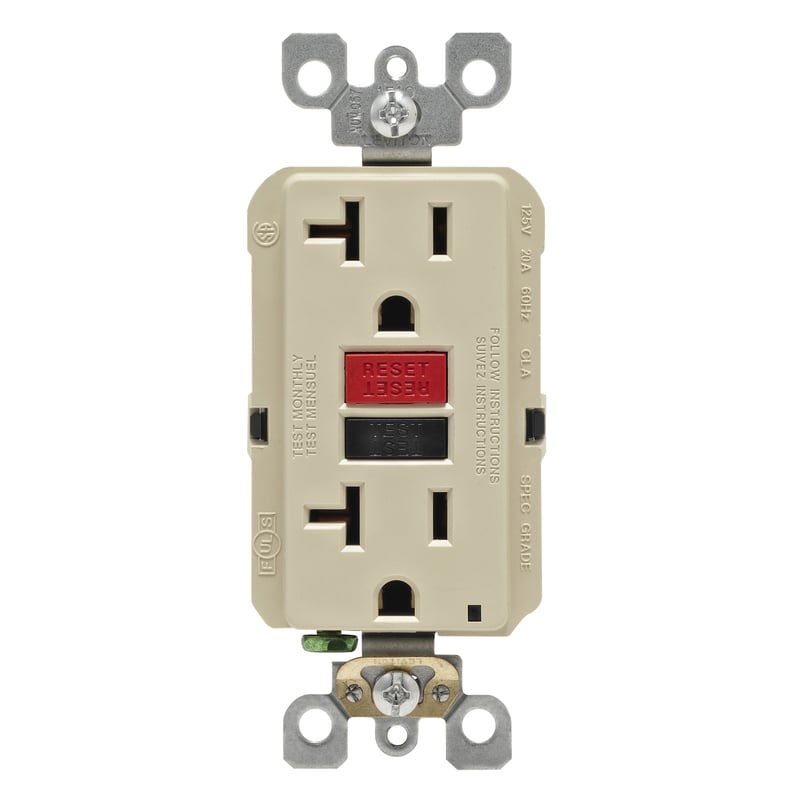 Leviton SmartlockPro 20 amps 125 V Duplex Ivory GFCI Outlet 5-20R 1 pk