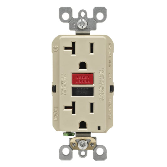 Leviton SmartlockPro 20 amps 125 V Duplex Ivory GFCI Outlet 5-20R 1 pk