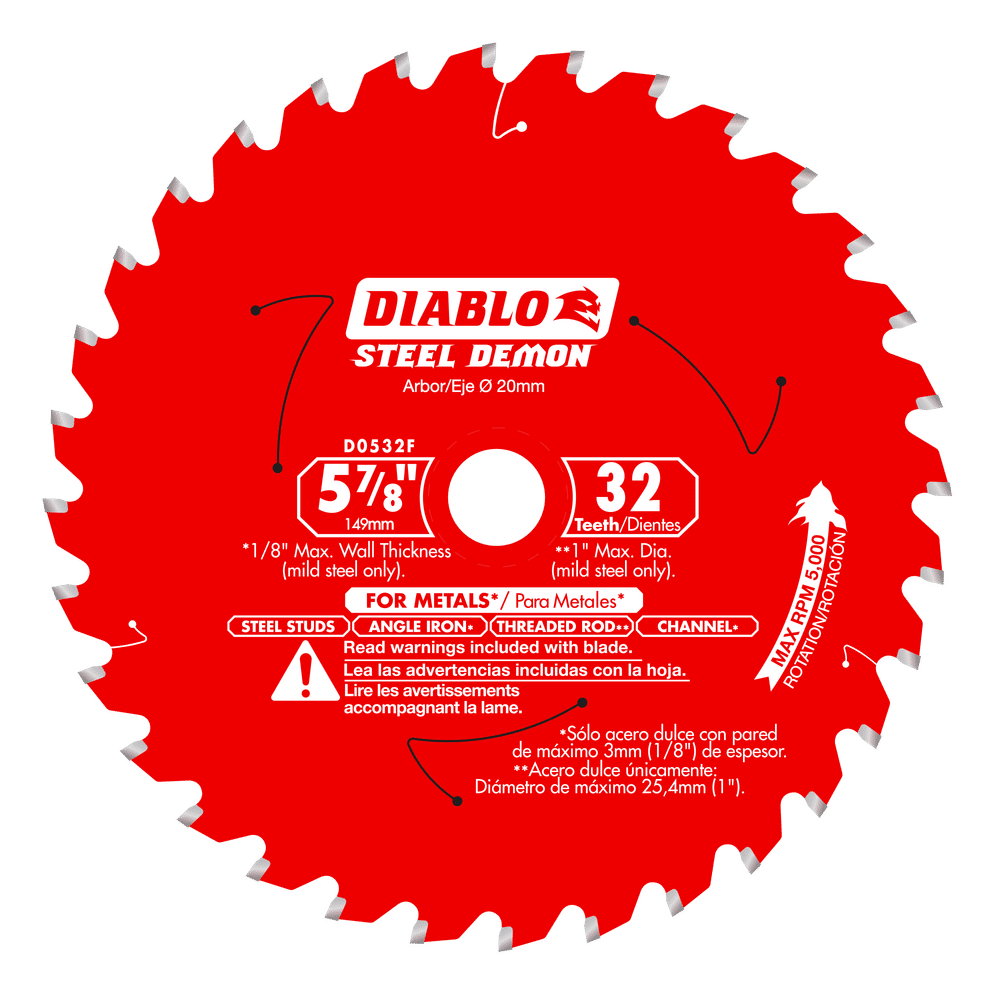 Diablo Steel Demon 5-7/8 in. D X 20 mm TiCo Hi-Density Carbide Metal Saw Blade 32 teeth 1 pk
