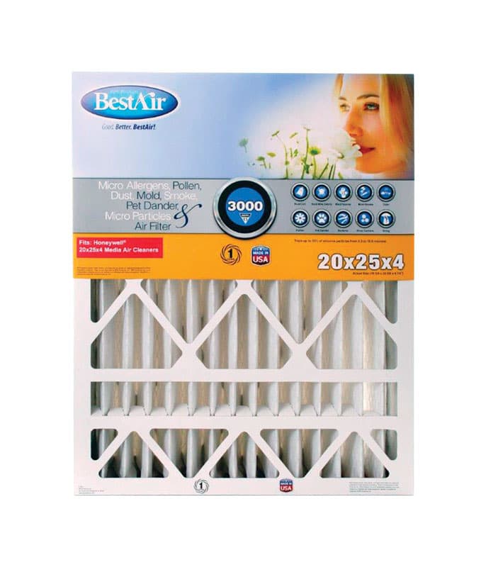 BestAir 25 in. W X 20 in. H X 4 in. 13 MERV Pleated Air Filter 1 pk