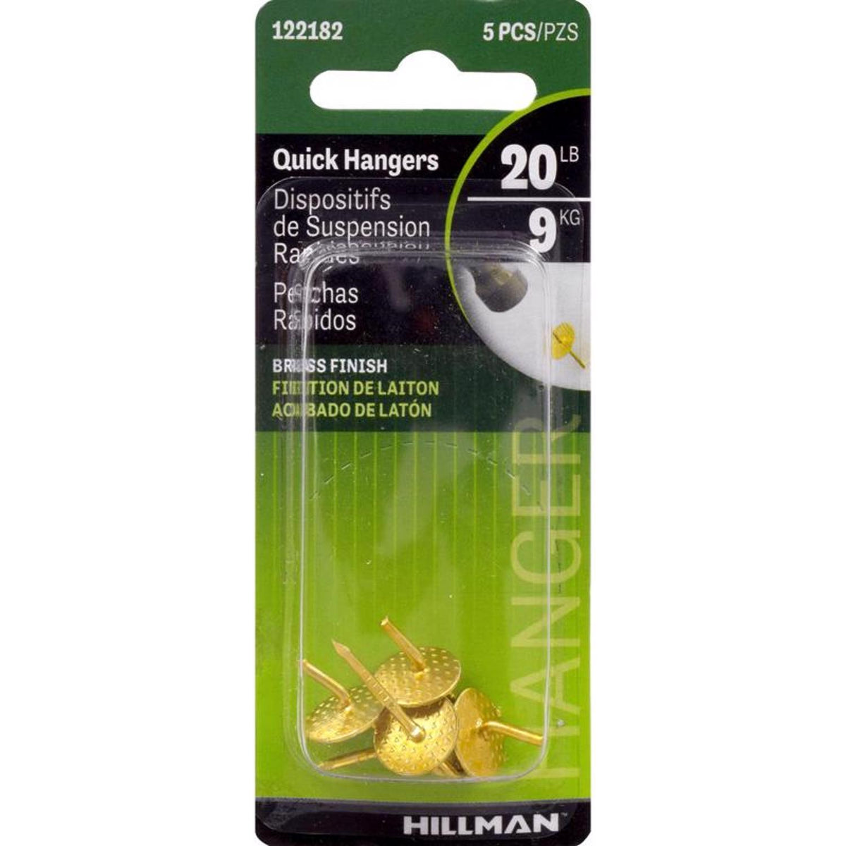HILLMAN Brass-Plated One Piece Quick Hanger 20 lb 1 pk
