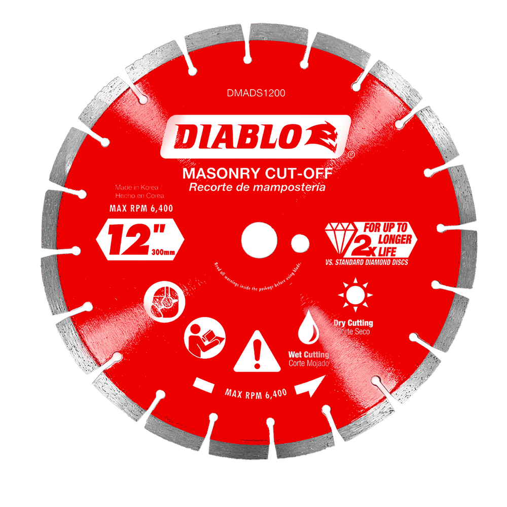Diablo 12 in. D X 1 in. X .110 in. thick Diamond Segmented Masonry Cut-Off Disc