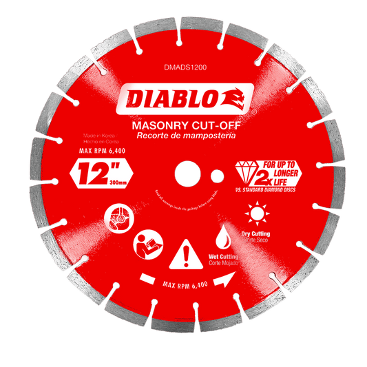 Diablo 12 in. D X 1 in. X .110 in. thick Diamond Segmented Masonry Cut-Off Disc