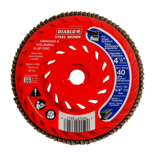 Diablo Steel Demon 4-1/2 in. D X 5/8 in. Zirconia Speed Hub Thread Arbor Flap Disc 60 Grit 1 pk